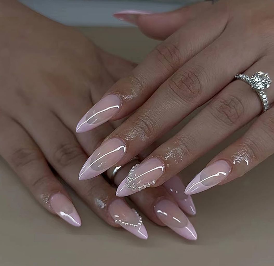 Baby Pink French with Pearls